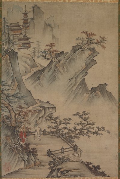 Lettré chinois regardant une vallée, peut-être milieu à fin des années 1500-1600 - Unbekannt