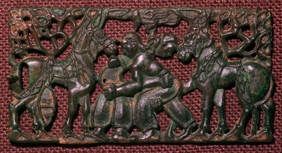 Plaque de harnais en bronze chinois de lutteurs, 5e siècle av. J.-C. - Unbekannt