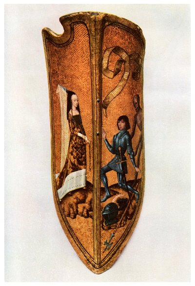 Chevalerie et amour courtois : bouclier de parade flamand, vers 1400, 1956 - Unbekannt