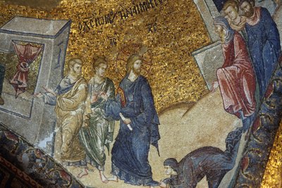Église musée de Chora : mosaïque représentant la femme demandant à Jésus de restaurer sa santé, Istanbul, Turquie - Unbekannt