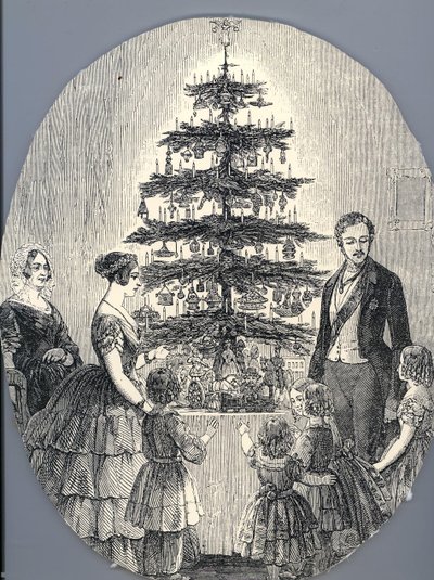 Noël avec la reine Victoria, le prince Albert, leurs enfants et la mère de la reine Victoria, en 1848 - Unbekannt