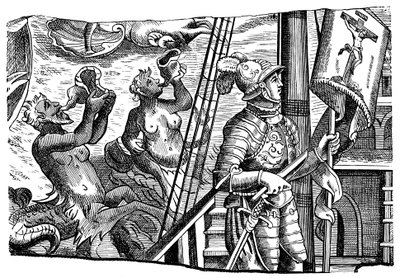 Christophe Colomb lors de son voyage en Amérique, Gravure, vers 1500 - Unbekannt