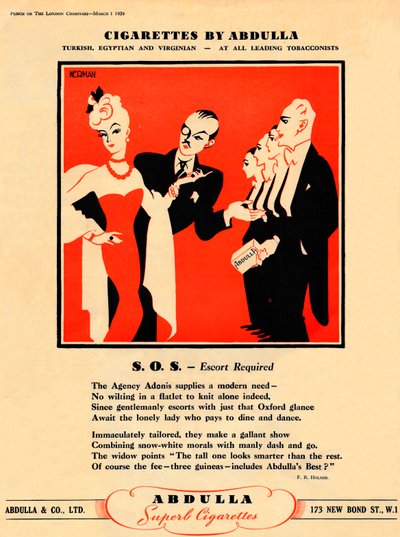 Cigarettes par Abdulla - S.O.S. - Escorte requise, 1939 - Unbekannt