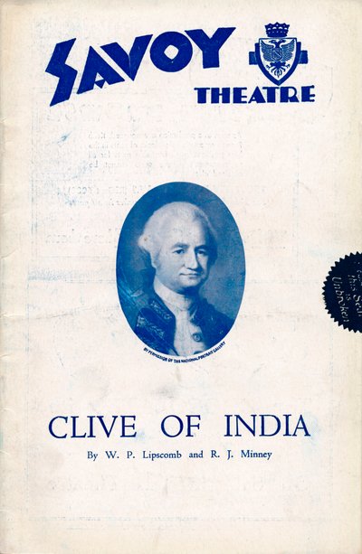 Programme de Clive of India pour le Savoy Theatre, 1934 - Unbekannt