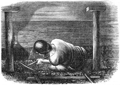 Mineur de charbon travaillant dans une veine étroite, vers 1864 - Unbekannt
