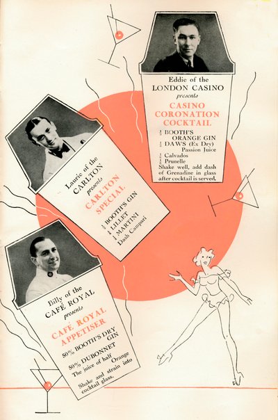 Recettes de cocktails, vers 1935 - Unbekannt