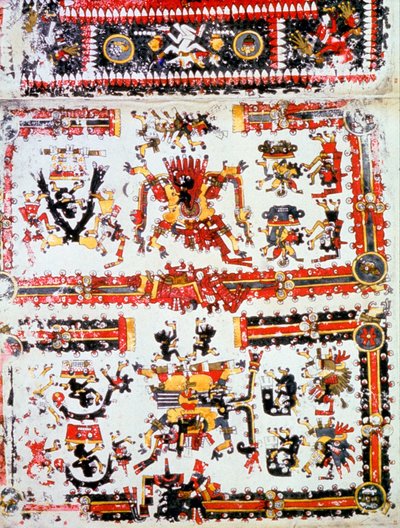 Codex Borgianus montrant des divinités confrontées, Mixtec, Mexique précolombien, 12e-16e siècle - Unbekannt