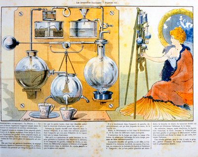 Machine à café ou à thé chauffée par une petite lampe à alcool, 1900 - Unbekannt