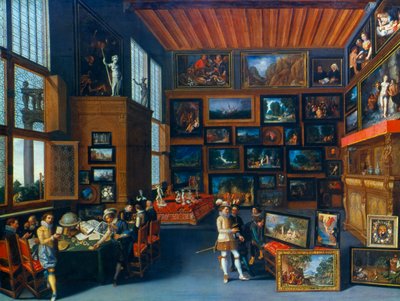 Cognoscenti dans une pièce ornée de tableaux, vers 1620 - Unbekannt