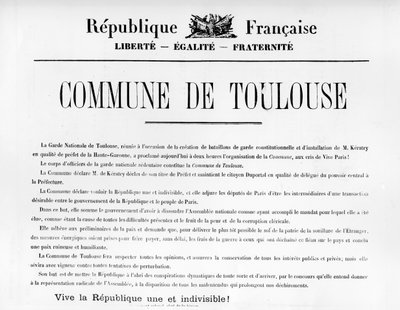 Commune de Toulouse, des affiches politiques françaises de la Commune de Paris - Unbekannt
