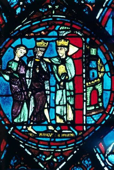 Constantin salue Charlemagne à Constantinople, vitrail, cathédrale de Chartres, France, c1225 - Unbekannt