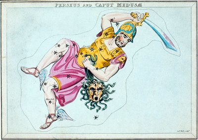 Constellation de Persée, le montrant portant la tête de Méduse, vers 1820 - Unbekannt