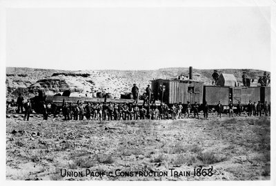 Train de construction sur le chemin de fer Union Pacific, USA, 1868 - Unbekannt