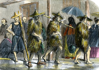 Coolies à Hong Kong, par temps de pluie, vers 1875 - Unbekannt
