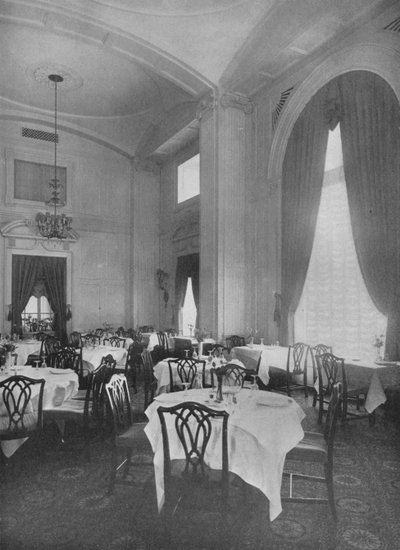 Coin de la salle à manger principale montrant des détails coloniaux fins, Roosevelt Hotel, New York City, 1924 - Unbekannt