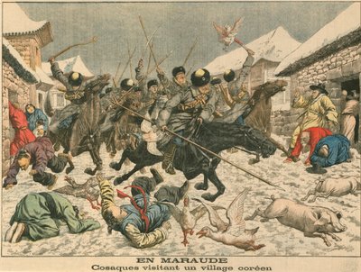 Les cosaques terrorisent un village coréen, guerre russo-japonaise, 1904 - Unbekannt