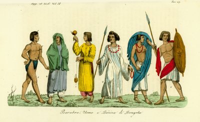 Costumes des hommes et des femmes du peuple nubien (Barabra) de Dongola (Dunqulah) - Unbekannt
