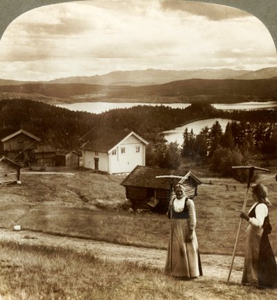 Filles de la campagne en période de fenaison - sur les lacs Bolkesjo et Folsjo jusqu
