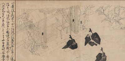 Les courtisans visitent le temple mortuaire de Sugawara no Michizane, vers 1300 - Unbekannt