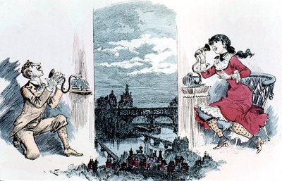 Flirt par téléphone à travers Paris, 1883 - Unbekannt
