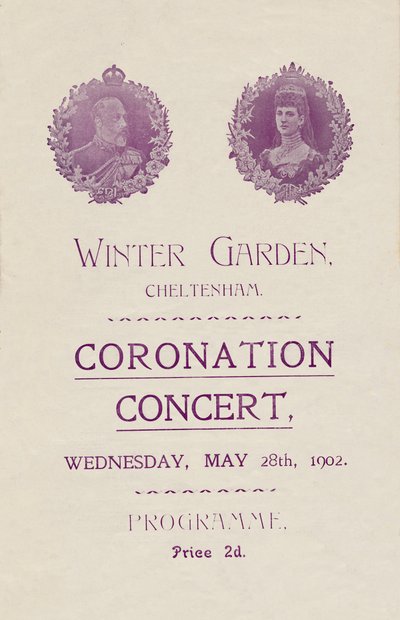 Couverture du programme pour un concert de couronnement au Winter Garden, Cheltenham, 1902 - Unbekannt