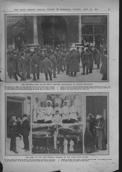 Foules devant Lloyds de Londres, chefs à bord, et les bureaux de la White Star, 20 avril 1912 - Unbekannt