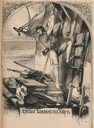 Crusoe chargeant son radeau, vers 1870 - Unbekannt