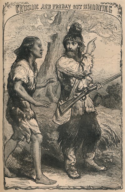 Crusoe et Vendredi à la chasse, vers 1870 - Unbekannt