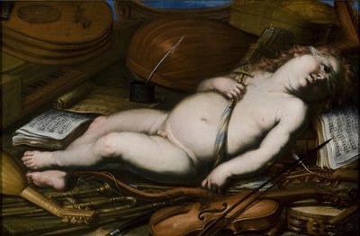 Cupidon parmi les instruments de musique, milieu du 17ème siècle - Unbekannt