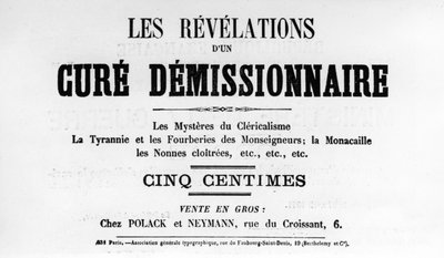 Cure Démissionnaire, des affiches politiques françaises de la Commune de Paris, mai 1871 - Unbekannt