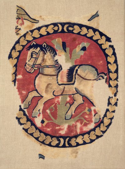 Fragment de rideau avec cheval au galop, 500s - Unbekannt