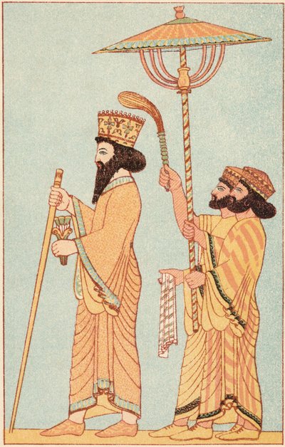 Darius I 548-486 av. J.-C., roi achéménide de Perse à partir de 521, avec des assistants, 1881 - Unbekannt