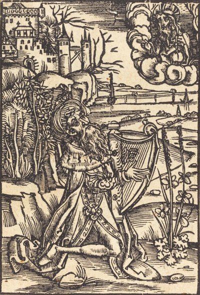 David jouant de la harpe, vers 1500 - Unbekannt
