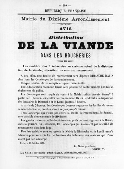De La Viande, des affiches politiques françaises de la Commune de Paris, mai 1871 - Unbekannt