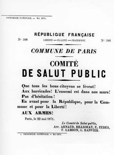 De Salut Public, des affiches politiques françaises de la Commune de Paris, mai 1871 - Unbekannt