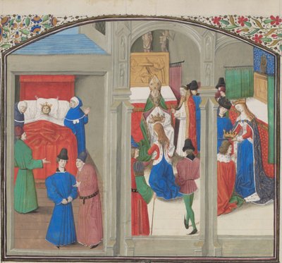 Mort de Baudouin IV. Couronnement de Guy de Lusignan. Miniature de l
