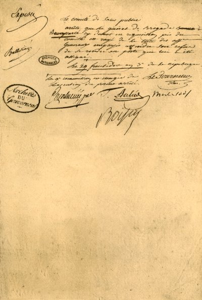 Décret du Comité de la Santé Publique, 5 septembre 1795, 1921 - Unbekannt