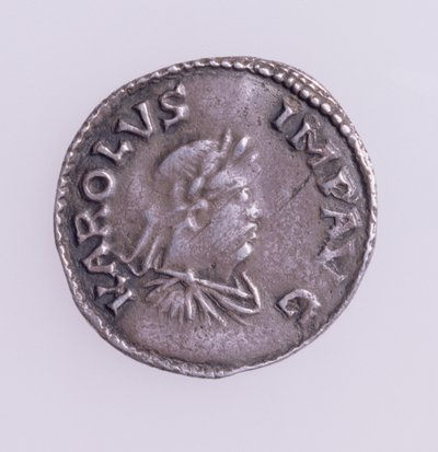 Denier de Charlemagne, avers montrant un portrait de Charlemagne, atelier de Quentovic, 768-814 (argent) - Unbekannt