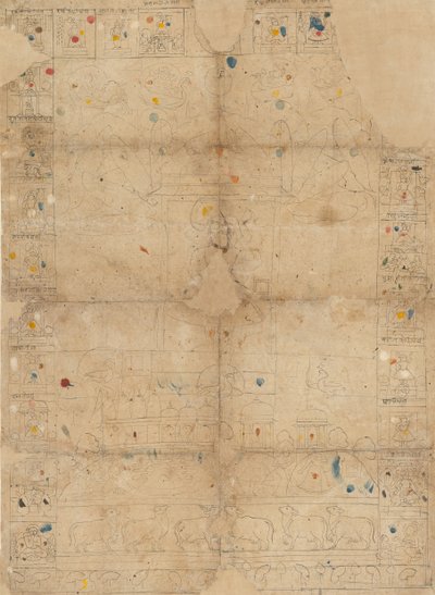 Diagramme pour un Pichawai Dépeignant le Sharad Purnima la Pleine Lune d