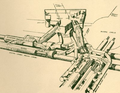 Diagramme de la nouvelle station de métro à Oxford Circus, 1930 - Unbekannt
