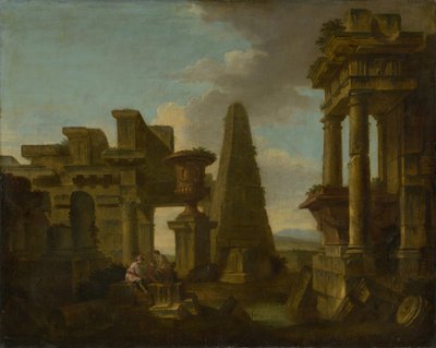 Joueurs de dés dans des ruines romantiques - Unbekannt