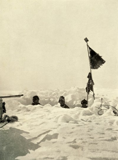 Creuser pour déterminer la profondeur de la neige couvrant un dépôt, vers 1908, 1909 - Unbekannt