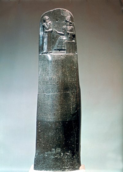 Stèle de diorite inscrite avec les lois de Hammurabi, XVIIIe siècle av. J.-C. - Unbekannt
