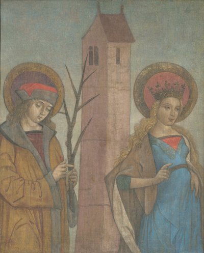 Diptyque des saints Achatius, Barbara, Apollonia et Sebald, vers 1490 - Unbekannt