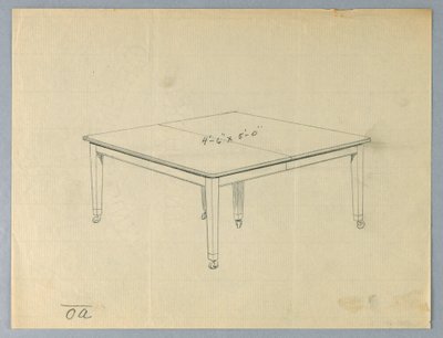 Dessin, Design pour une table à manger rectangulaire à six pieds - Unbekannt