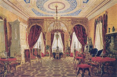 Salon dans le manoir Grafskaya Slavyanka de la comtesse Julia Samoilova, milieu du 19e siècle - Unbekannt