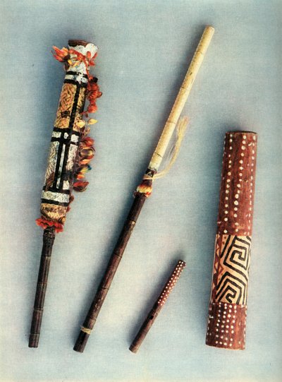 Tambour et instruments à vent de la tribu des Indiens Baniva, Venezuela, 1948 - Unbekannt
