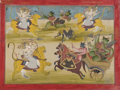 Durga combattant les rakshashas Shunga et Nishunga, d