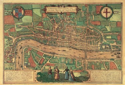 Première carte imprimée de Londres, 1574 - Unbekannt