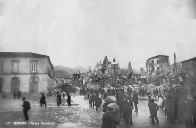 Dégâts du tremblement de terre sur la Piazza Cavallotti, Messine, Sicile, Italie, décembre 1908 - Unbekannt